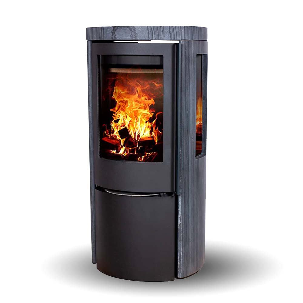 Wood Stove in Dark Sandstone | Cozy Classic Dark Sandstone Side Glass